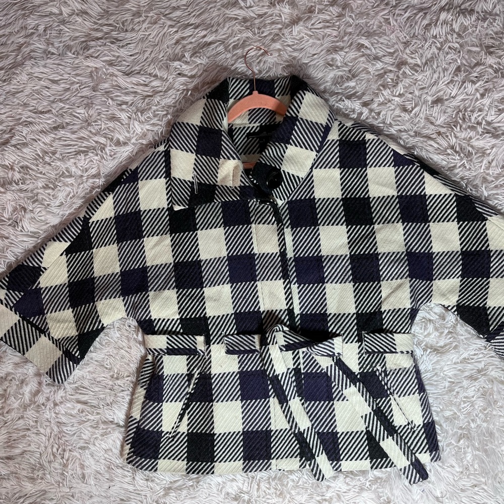 Willi Smith Plaid Checkered Cropped Peacoat Large - Picture 14 of 16